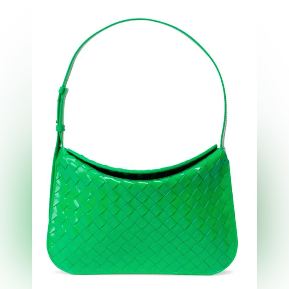 BRAND NEW BOTTEGA VENETA GREEN INTRECCIATO WEAVE SHOULDER LEATHER BAG PURSE - Picture 4 of 13